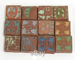 12 Batchelder Tile Co Los Angeles California arts & crafts pottery Mayan design