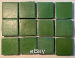 12 GRUEBY Green tiles, Arts and Crafts Ca. 1910 4 x 4