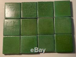 12 GRUEBY Green tiles, Arts and Crafts Ca. 1910 4 x 4