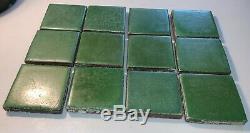 12 GRUEBY Green tiles, Arts and Crafts Ca. 1910 4 x 4