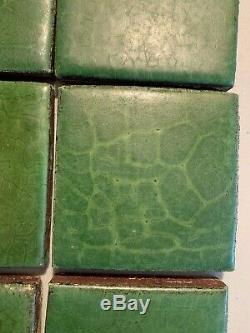 12 GRUEBY Green tiles, Arts and Crafts Ca. 1910 4 x 4