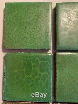 12 GRUEBY Green tiles, Arts and Crafts Ca. 1910 4 x 4