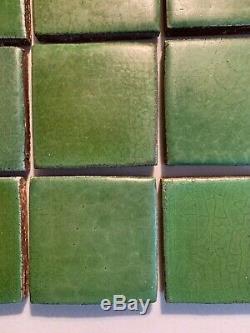 12 GRUEBY Green tiles, Arts and Crafts Ca. 1910 4 x 4