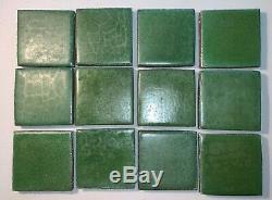 12 GRUEBY Green tiles, Arts and Crafts Ca. 1910 4 x 4