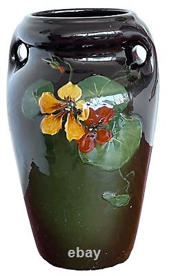 12 McCoy Loy Nel Arts Crafts Flower Pottery Vessel Handle Vase Antique Vtg Old