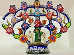 13.3 Mexican Folk Pottery Art Tree Of Life Vintage Adam & Eve Handicraft Crafts