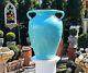 18 Mccoy Oil Jar Vtg Arts & Crafts Turquoise Pottery Ohio Blue Floor Vase Sand