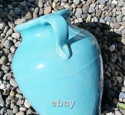 18 McCoy OIL JAR vtg arts & crafts turquoise pottery OHIO blue floor vase sand