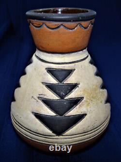 1910 Weller Souevo Vase 6 Pottery Antique Art & Crafts Native American Design