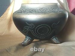 1913 Norse Art Pottery Footed Vase Arts Crafts Serpent