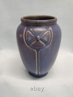 1913 ROOKWOOD 5 Vase Unusual Purple Blue Glaze Arts Crafts Design As Is