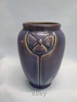 1913 ROOKWOOD 5 Vase Unusual Purple Blue Glaze Arts Crafts Design As Is