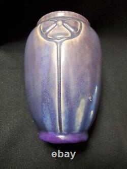 1913 ROOKWOOD 5 Vase Unusual Purple Blue Glaze Arts Crafts Design As Is