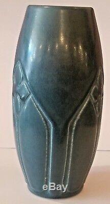 1919 Rookwood Arts & Crafts Carved Production Dark Blue Vase #2438
