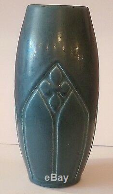 1919 Rookwood Arts & Crafts Carved Production Dark Blue Vase #2438
