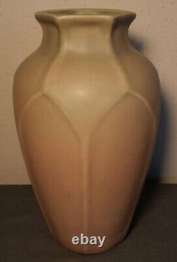 1920 American Rookwood Pottery Arts & Crafts Style #2414 Matte Pink Paneled Vase