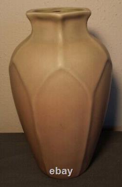 1920 American Rookwood Pottery Arts & Crafts Style #2414 Matte Pink Paneled Vase