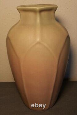 1920 American Rookwood Pottery Arts & Crafts Style #2414 Matte Pink Paneled Vase