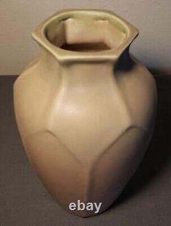 1920 American Rookwood Pottery Arts & Crafts Style #2414 Matte Pink Paneled Vase