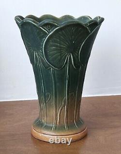 1920 Weller Pumila Green Arts Crafts Lily Flower Pottery Vessel Vase Antique Vtg