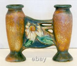 1920's Antique ROSEVILLE POTTERY Arts Crafts DAHLROSE #79-6 Double Bud Vase