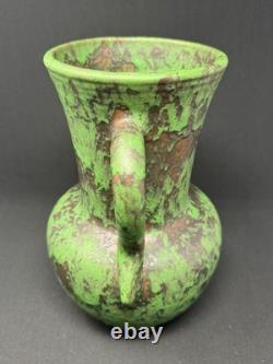1920's Weller Coppertone Green Arts & Crafts 10.5 Vase with Handles
