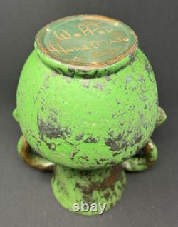 1920's Weller Coppertone Green Arts & Crafts 10.5 Vase with Handles