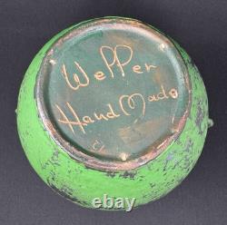 1920's Weller Coppertone Green Arts & Crafts 10.5 Vase with Handles