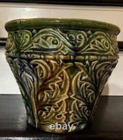 1920s McCoy Acanthus Leaf Jardiniere Planter Pot Arts & Crafts Green Pottery