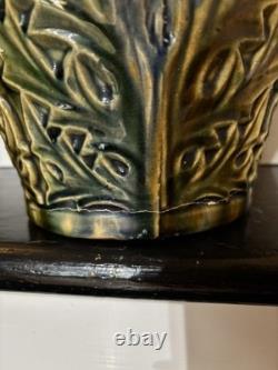 1920s McCoy Acanthus Leaf Jardiniere Planter Pot Arts & Crafts Green Pottery