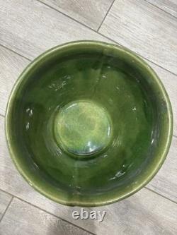 1920s McCoy Acanthus Leaf Jardiniere Planter Pot Arts & Crafts Green Pottery