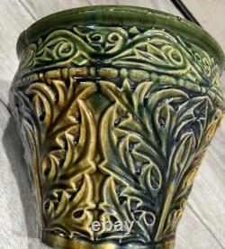 1920s McCoy Acanthus Leaf Jardiniere Planter Pot Arts & Crafts Green Pottery