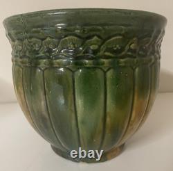 1920s McCoy Art Nouveau Majolica Jardinier Planter Arts & Crafts Green Pottery