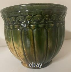 1920s McCoy Art Nouveau Majolica Jardinier Planter Arts & Crafts Green Pottery