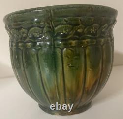 1920s McCoy Art Nouveau Majolica Jardinier Planter Arts & Crafts Green Pottery