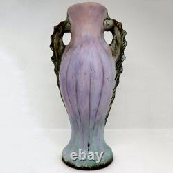 1920s Vintage Rare Weller Pottery Sabrinian Seahorse Matte Glaze Two-Handle Vase