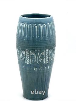 1925 Rookwood Art Pottery Vase Arts & Crafts Blue over Gray Matte Glaze 9.75