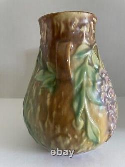 1930's Roseville Art Pottery 631-6 Brown Wisteria 6 Arts & Crafts 2 Handle Vase