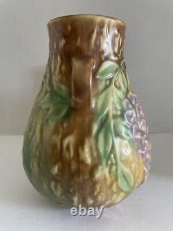 1930's Roseville Art Pottery 631-6 Brown Wisteria 6 Arts & Crafts 2 Handle Vase