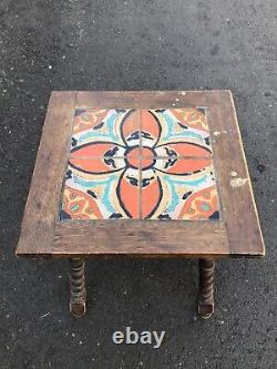 1930s California Arts & Crafts Ceramic Tile Table Mission Monterey Antique