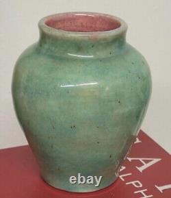 1930s PISGAH FOREST NC Art Pottery Bulbous Vase Unusual Green Glaze Arts Crafts