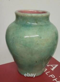 1930s PISGAH FOREST NC Art Pottery Bulbous Vase Unusual Green Glaze Arts Crafts