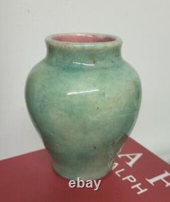 1930s PISGAH FOREST NC Art Pottery Bulbous Vase Unusual Green Glaze Arts Crafts