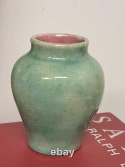 1930s PISGAH FOREST NC Art Pottery Bulbous Vase Unusual Green Glaze Arts Crafts