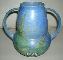 1931 Roseville Pottery Windsor Blue Fern Vase 549-7 Arts & Crafts Pottery