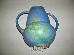 1931 Roseville Pottery Windsor Blue Fern Vase 549-7 Arts & Crafts Pottery