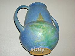 1931 Roseville Pottery Windsor Blue Fern Vase 549-7 Arts & Crafts Pottery