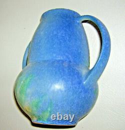 1931 Roseville Pottery Windsor Blue Fern Vase 549-7 Arts & Crafts Pottery