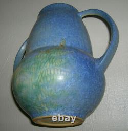 1931 Roseville Pottery Windsor Blue Fern Vase 549-7 Arts & Crafts Pottery