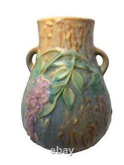 1933 Roseville Art Pottery 631-6 Brown Wisteria 6 Arts & Crafts Two Handle Vase